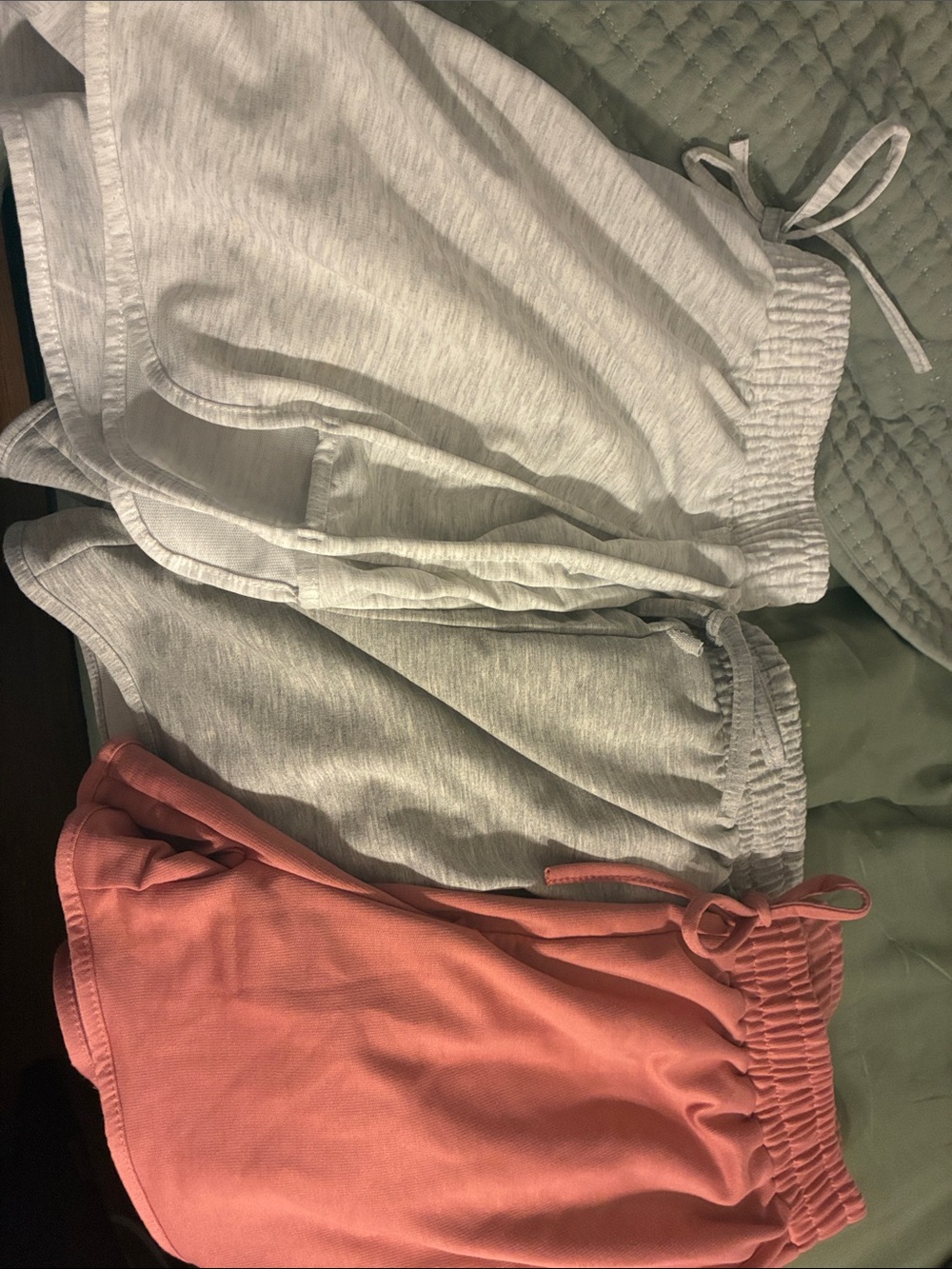 Women’s Casual Drawstring Shorts - Coral & Light Gray
